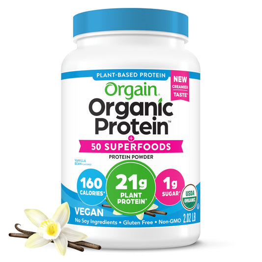 Orgain Vegan Protein + Superfoods – Vanilla Bean, 21g, 2.02 lb