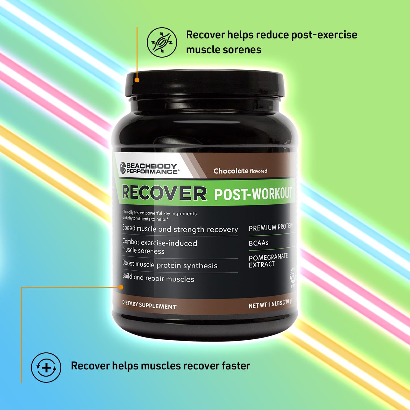 BODi Recover Whey Protein Powder Blend– Post-Workout Orange Whey Supplement for Muscle Recovery with 20g Protein, BCAAs, Pomegranate Extract - Fast Recovery - 20 Serving Tub