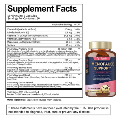 (2 Packs) 40-in-1 Menopause Supplements for Women, Multibenefit & Complete Black Cohosh for Hot Flashes, Night Sweats & Hormone Balance, w/ Probiotics, DIM, Vitex, Dong Quai, Red Clover and More