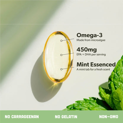 Vegan Omega 3 – DHA & EPA from Algae – Brain & Heart Support – 60 Ct