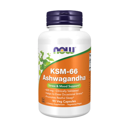 NOW Supplements, KSM-66 Ashwagandha®, Stress and Sleep Support, 90 Veg Capsules
