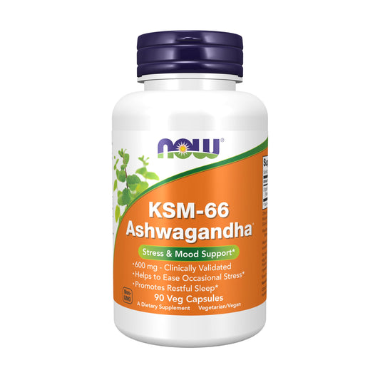 NOW Supplements, KSM-66 Ashwagandha®, Stress and Sleep Support, 90 Veg Capsules