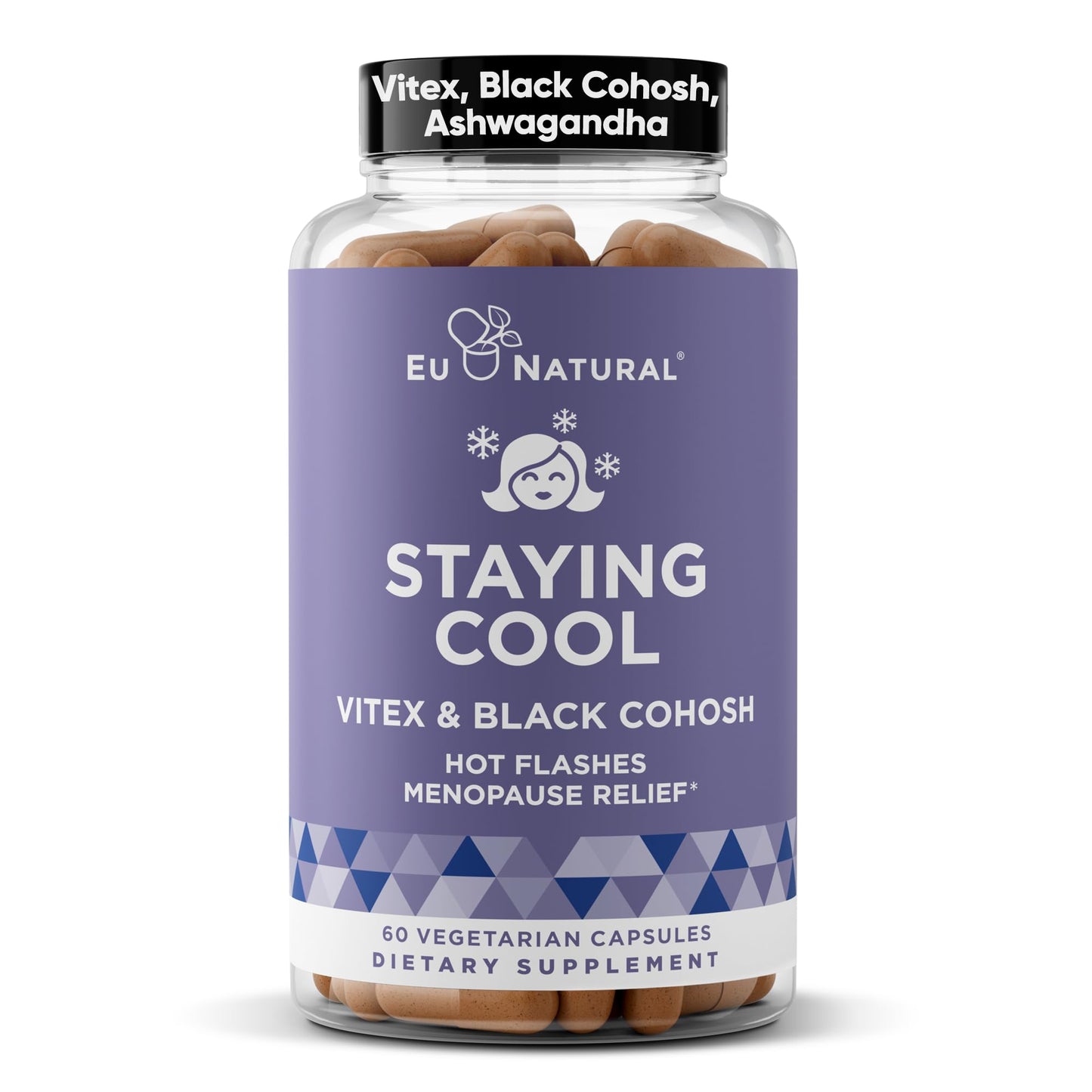 Eu Natural Staying Cool Menopause Supplements for Women – Hormonal Hot Flash Relief, Weight Support, & Night Sweats – Vitex Chaste Tree & Black Cohosh – 60 Vegetarian Soft Capsules