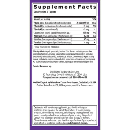 New Chapter Bone Strength Organic Calcium – With D3, K2, Magnesium & Trace Minerals (180 Tablets)