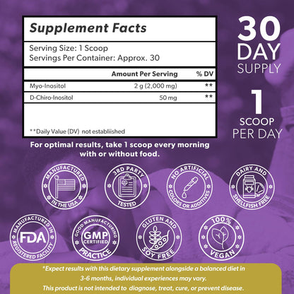 Intimate Rose Inositol Supplement for Women Powder - Myo-inositol & D-Chiro Inositol - Hormonal Balance & Healthy Ovarian Function Support for Women - Ideal 40:1 Ratio - Made in USA