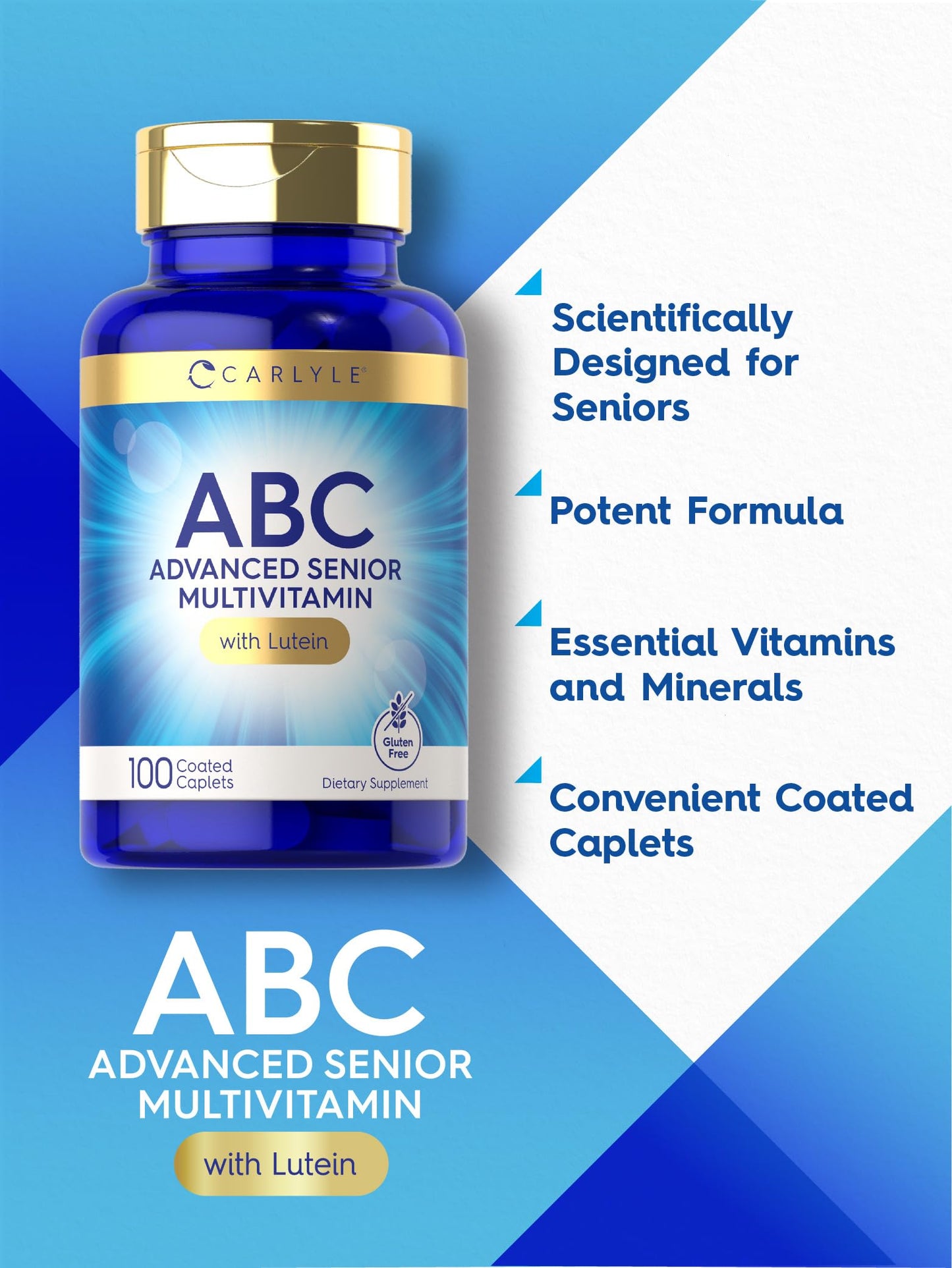 Carlyle Senior 60+ Multivitamin – Lutein, Lycopene & ABC Formula (100 Caplets)