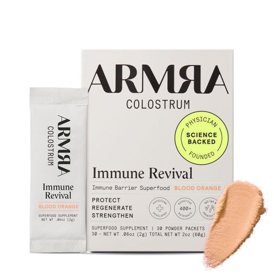 ARMRA Colostrum™ Premium Powder, Grass Fed, Gut Health Bloating Immunity Skin & Hair, Contains 400+ Bioactive Nutrients, Potent Bioavailable, Keto, Gluten & Fat Free (Blood Orange | 30 Servings)