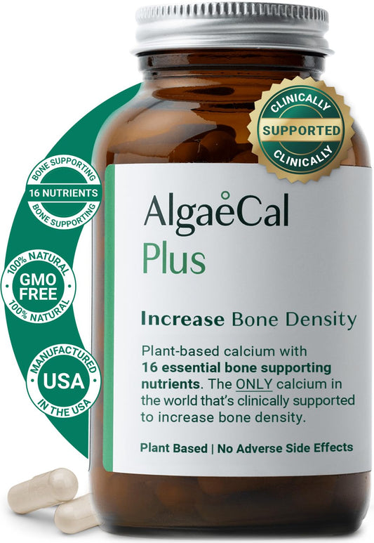 AlgaeCal Plus Plant Calcium with D3, K2, Magnesium for Bones - 120 Ct