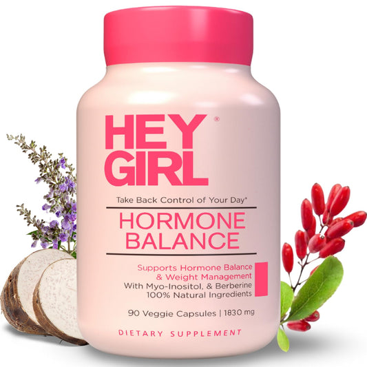 Hey Girl Hormone Balance for Women – 12in1 for Menopause, PCOS, PMS, Mood, Hot Flash, Hormonal Support– w Myo-Inositol, Berberine, Maca Root, Black Cohosh, DIM, Dong Quai