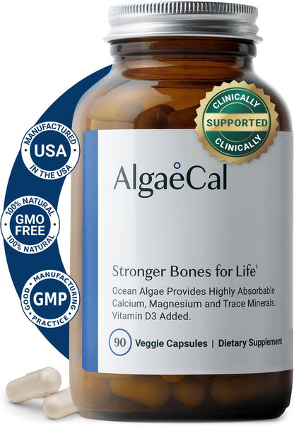 AlgaeCal Plant-Based Calcium with D3 & Minerals for Bone Health - 90 Ct