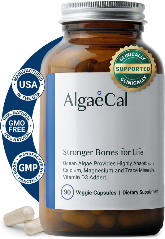AlgaeCal Plant-Based Calcium with D3 & Minerals for Bone Health - 90 Ct