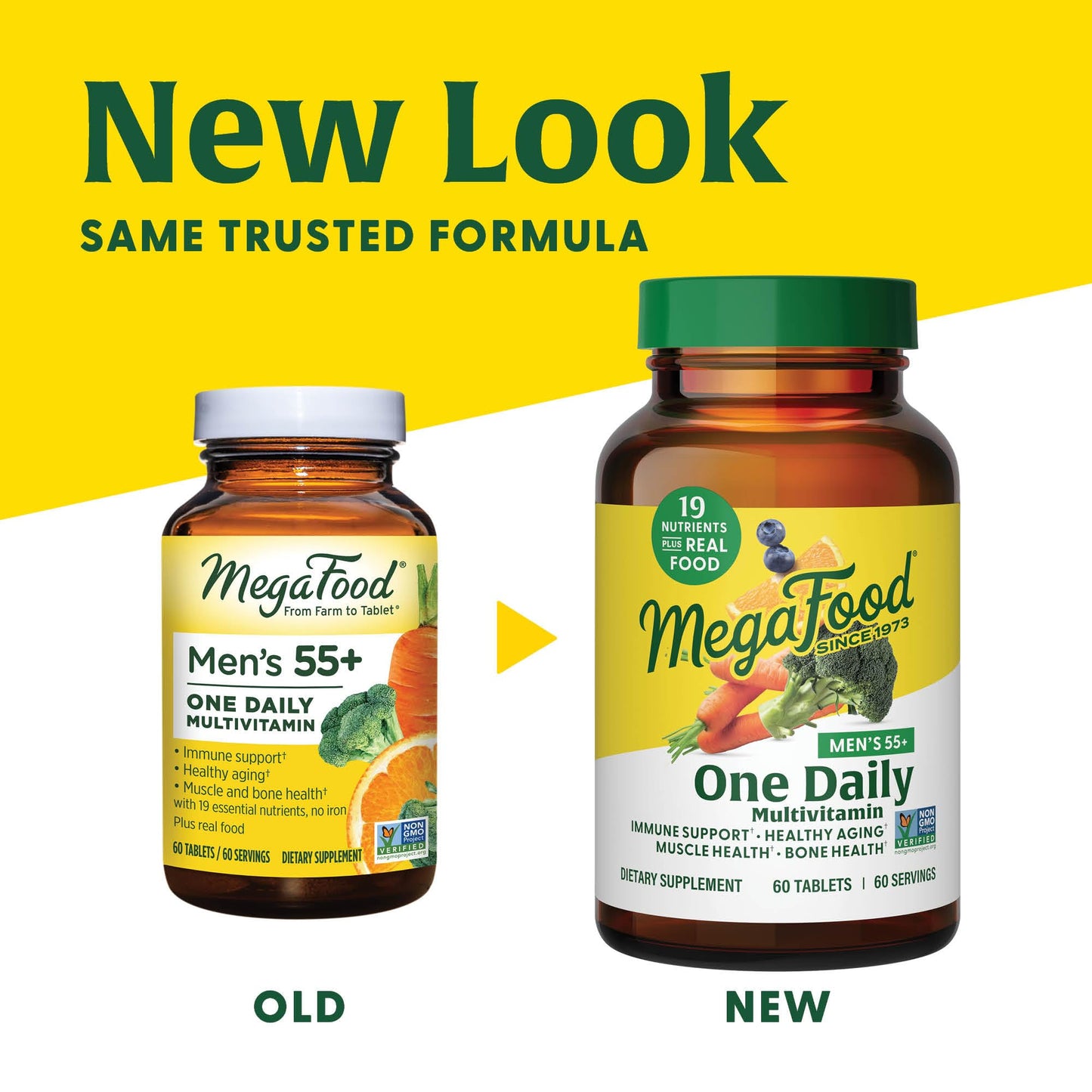 MegaFood Men’s 55+ Multivitamin – B12, C, D & Zinc for Immunity & Aging