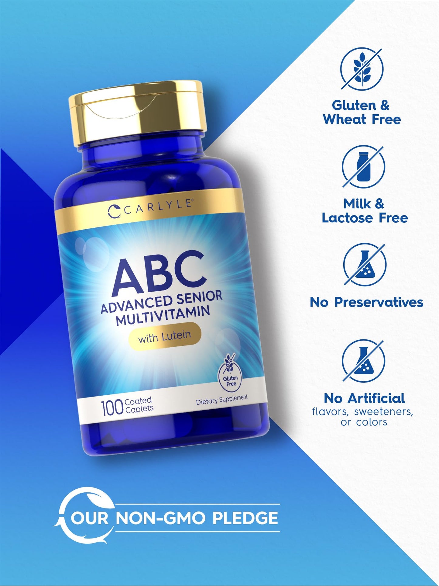 Carlyle Senior 60+ Multivitamin – Lutein, Lycopene & ABC Formula (100 Caplets)
