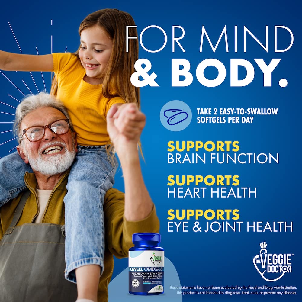 Vegan Omega-3 Supplement – DHA, EPA & DPA from Algae, No Carrageenan