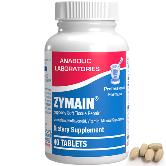 Bromelain Supplement for Soft Tissue Injuries - 40 Tablets - Vitamin C, Zinc, Citrus Bioflavonoids - Soft Tissue Support for Acute Injury Recovery - Zymain Proteolytic Enzymes, Minerals, Vitamins