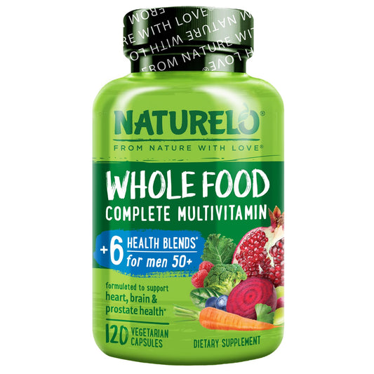 NATURELO Men’s 50+ Multivitamin – Vegan Brain & Heart Support 120 Ct