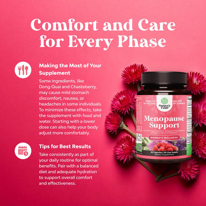 Complete Herbal Menopause Supplement for Women - Female Hormone Balance Capsules for Night Sweats, Hot Flashes & Mood Swings with Dong Quai, Chaste Berry & Black Cohosh Root - 60 Count Pack