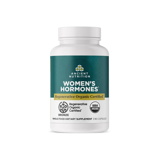 Ancient Nutrition Regenerative Organic Certified Women's Hormones Capsules, Supports Women’s Hormone Health, Healthy Digestion, and Gut Microflora, Gluten Free, Paleo and Keto Friendly, 90 Count