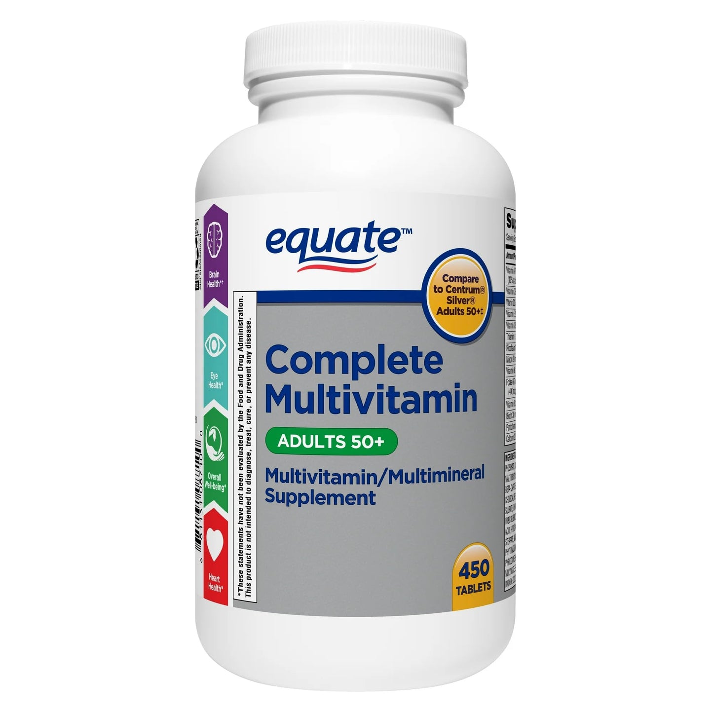 Equate Adult 50+ Multivitamin – Immune, Brain & Bone Support 450 Ct