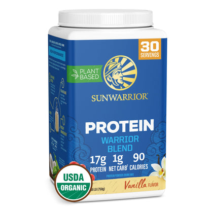 Sunwarrior Warrior Blend Vanilla Protein – Organic, Vegan, 30 Servings