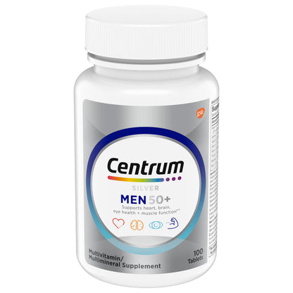 Centrum Silver Men’s 50+ Multivitamin – Brain, Heart & Immune Support 100 Ct