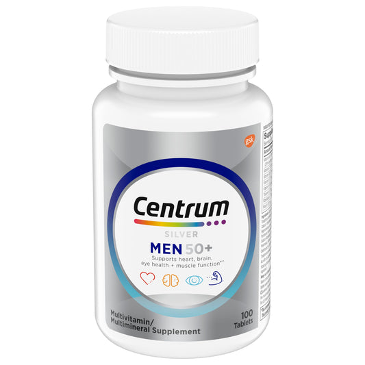 Centrum Silver Men’s 50+ Multivitamin – Brain, Heart & Immune Support 100 Ct