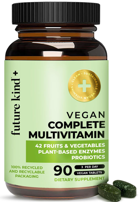 Future Kind Vegan Multivitamins – 42-in-1 Digestive & Immune Support, 90 Ct