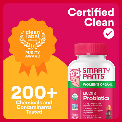 SmartyPants Organic Women’s Multivitamin – Biotin, Probiotics, Omega-3