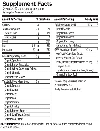 EssentiaGreens Vegan Greens Powder – Spirulina, Kale, Berries, 28 Servings