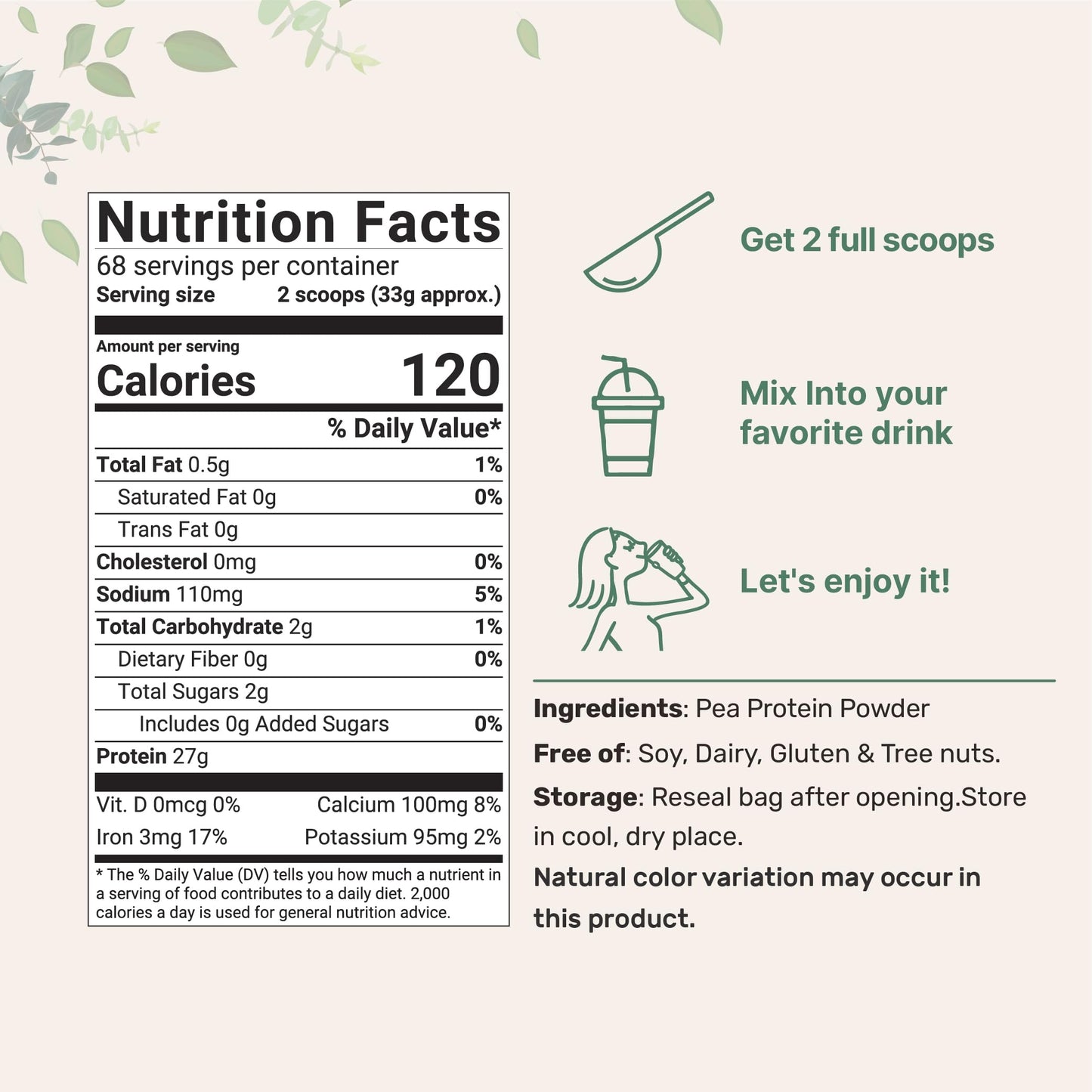 Micro Ingredients Pea Protein – Unflavored, 27g, Vegan, 5 lb