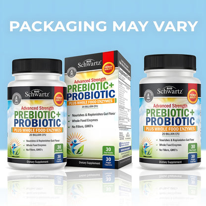 Prebiotics & Probiotics + Whole Food Enzymes – Digestive Health Support
