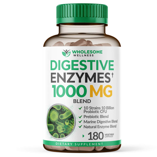 Wholesome Wellness Digestive Enzymes – Probiotics, Prebiotics & Lactose Support