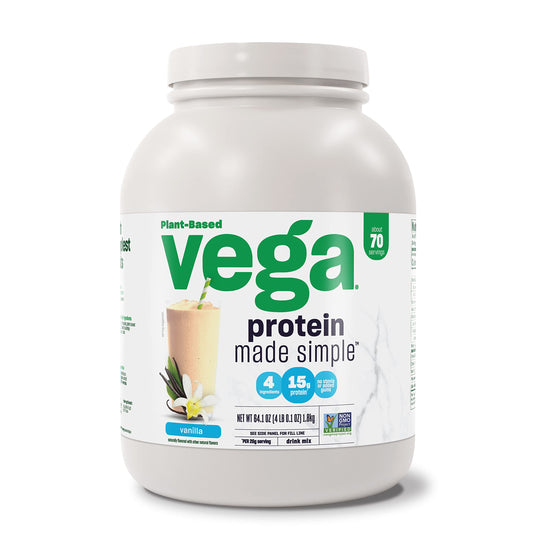 Vega Protein Made Simple – Vanilla, Stevia-Free, 70 Servings, 3.9 lb
