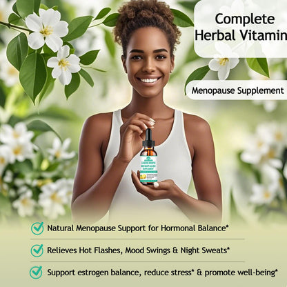 10-in-1 Menopause Supplements for Women, Complete Menopause Vitamins w. Black Cohosh Ksm66 Ashwagandha Red Clover For Hot Flashes Night Sweats Mood Swings, Liquid Menopause Potency than Capsules Pills