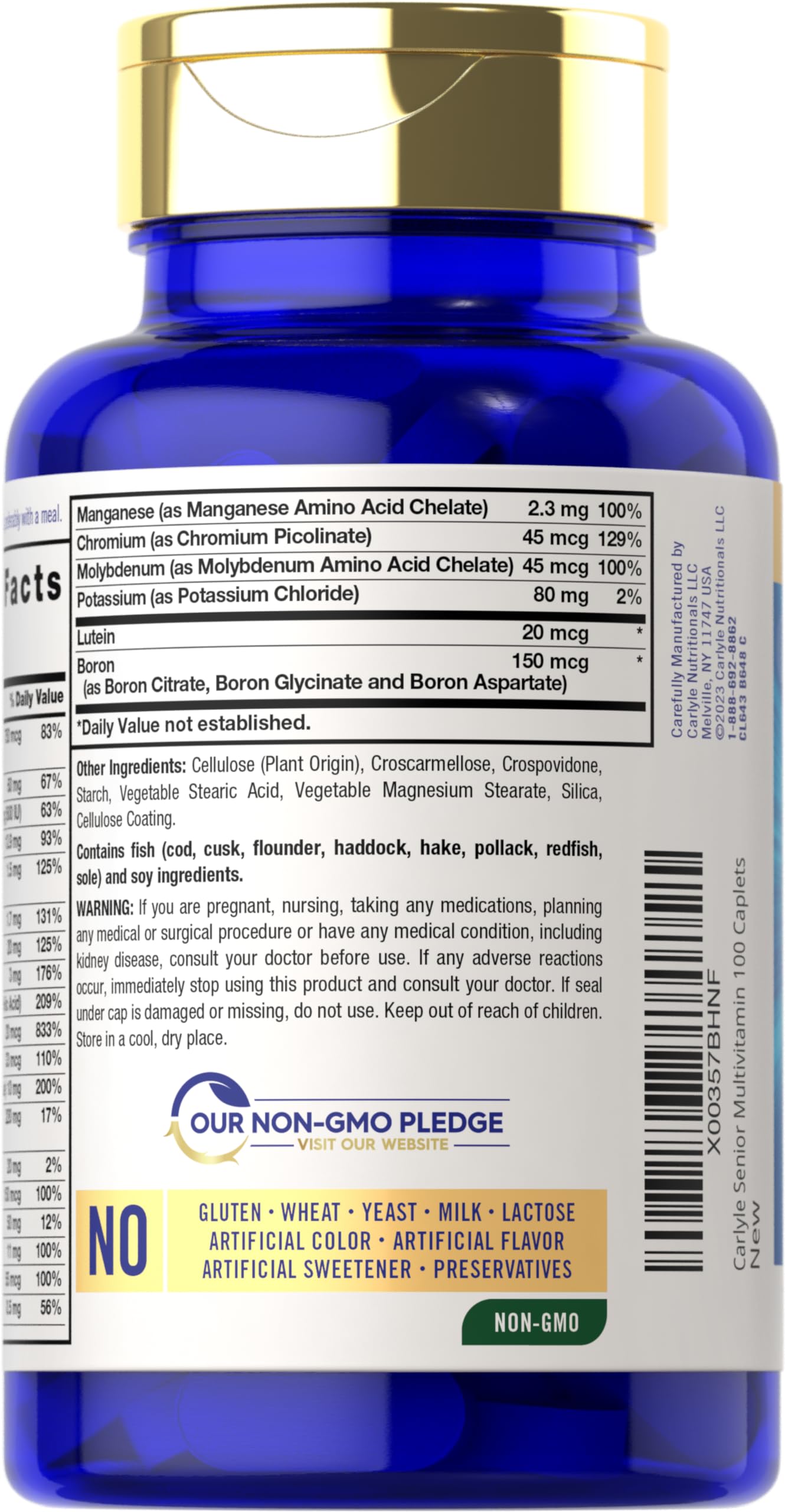 Carlyle Senior 60+ Multivitamin – Lutein, Lycopene & ABC Formula (100 Caplets)