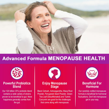 Menopause Supplements for Women, 120 Billion CFU Menopause Probiotics for Women, All-Natural Probiotic for Hot Flashes Menopause, Night Sweats, Mood Swings, Gut and Hormone - 60 Herbal Capsules