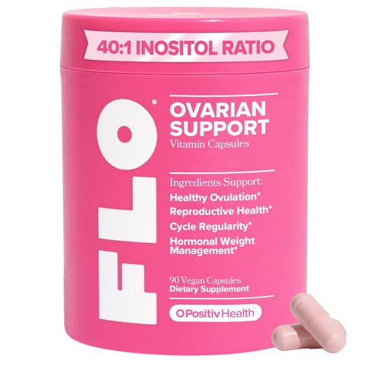 O Positiv FLO Ovarian Health Support - Hormone Balance for Women, Inositol Supplement with DIM, Myo-Inositol & D-Chiro Inositol, Folic Acid - Supports Healthy Ovulation, Cycle Regularity - 30 Servings