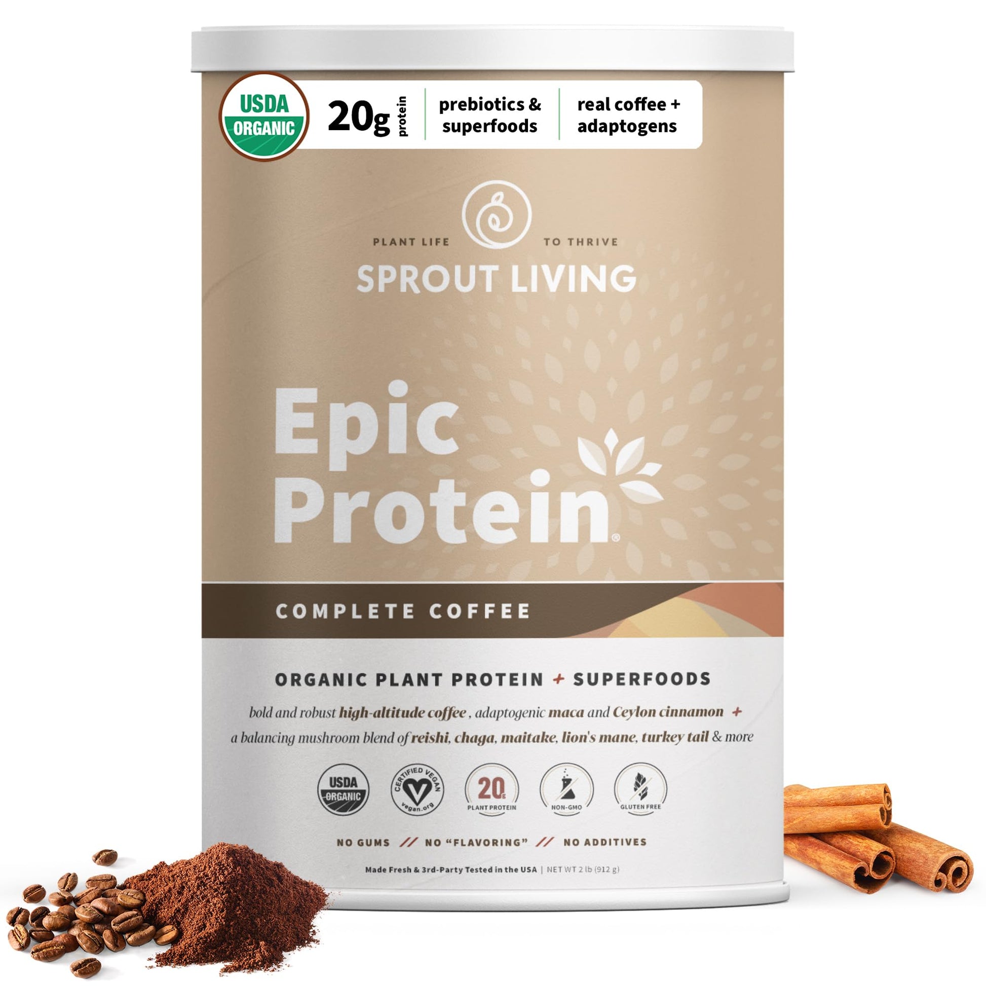 Sprout Living Coffee Protein Powder – Organic, Vegan, Adaptogens – 2 lb
20g Plant Protein | Real Coffee + Adaptogens | Organic | Vegan | 2 lb Bag