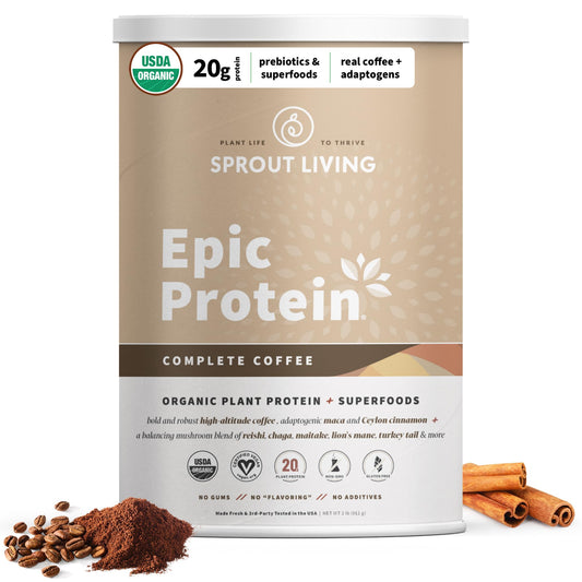 Sprout Living Coffee Protein Powder – Organic, Vegan, Adaptogens – 2 lb
20g Plant Protein | Real Coffee + Adaptogens | Organic | Vegan | 2 lb Bag