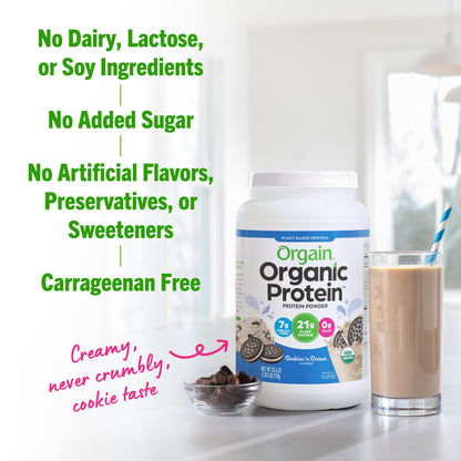 Orgain Vegan Protein Powder – Cookies 'n Cream, 21g Plant Protein