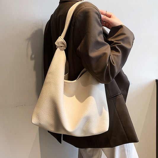 Bucket Shoulder Side Trend Simple Big Handbags PU Leather Totes