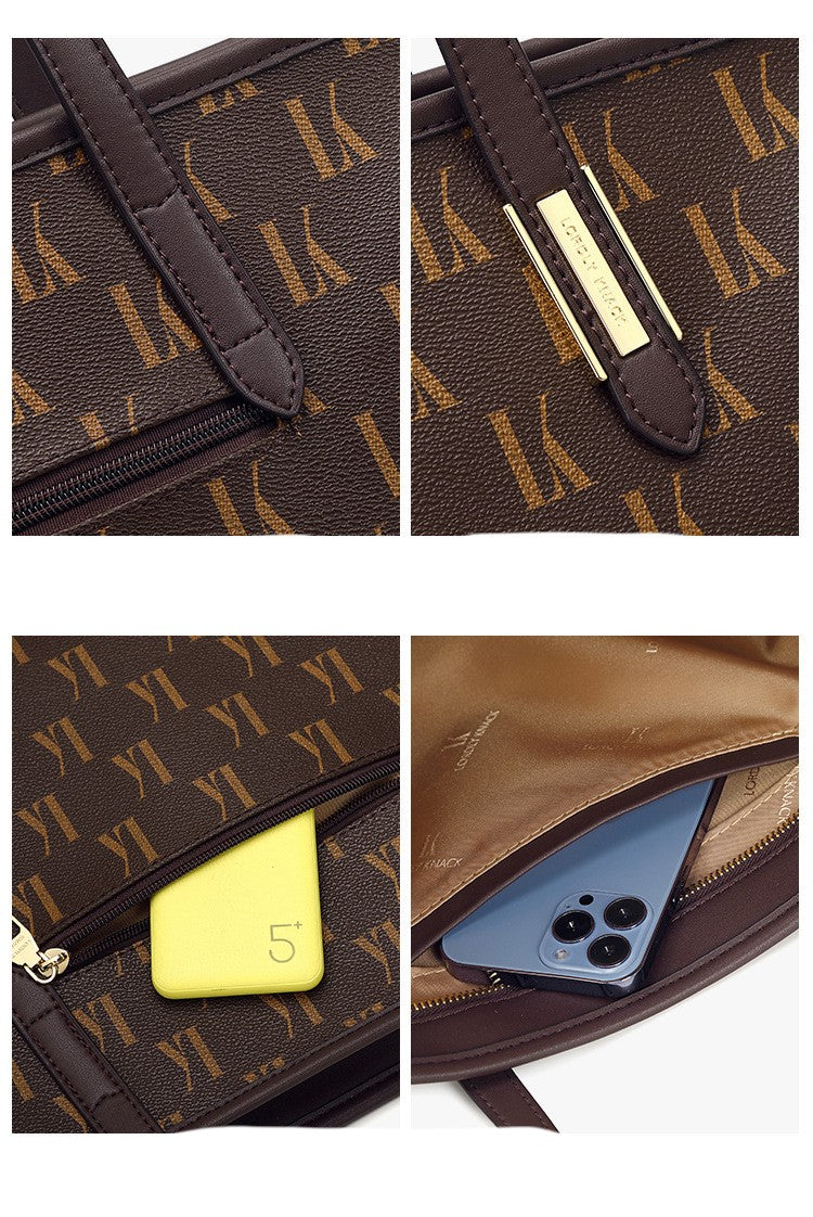 Letter printing detail on personalized women’s tote bag