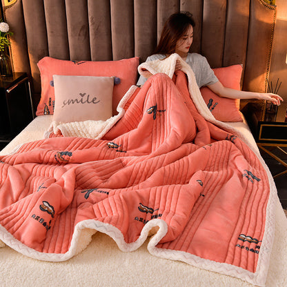 Cashmere Three-layer Blanket Thickened Warm Feather Silk Blanket (2)