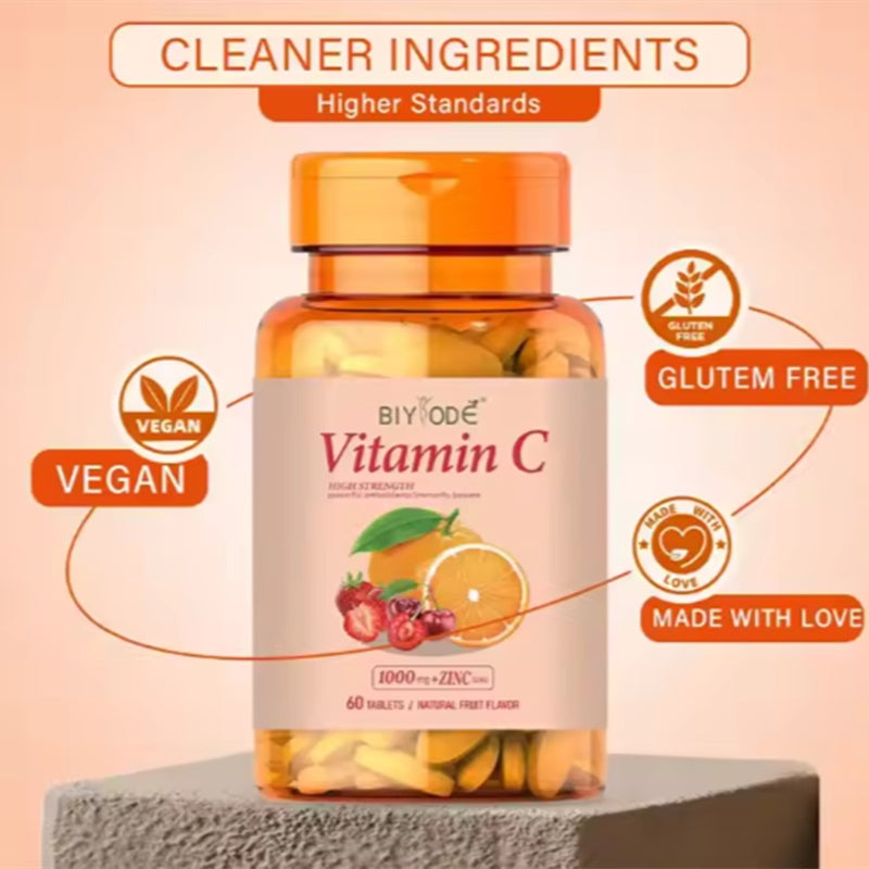 Vitamin C Tablets – Vegan Immune & Skin Support
Daily antioxidant support for immunity, collagen, and cell repair.