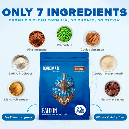 Birdman Falcon Vegan Protein – Chocolate, Organic, Stevia-Free, Keto