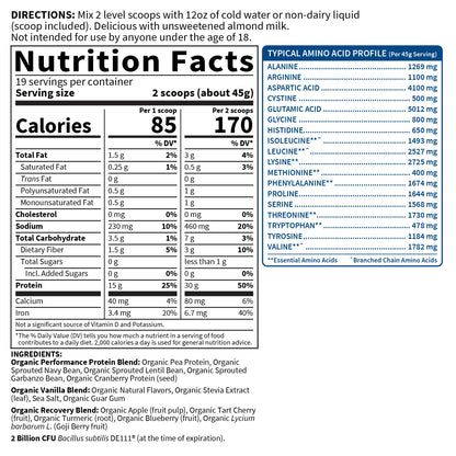 Garden of Life Sport Vegan Protein – Vanilla, 30g, NSF, 19 Servings