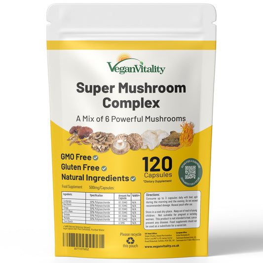 Vegan Mushroom Complex – Reishi, Chaga, Lion's Mane, 120 Ct