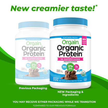 Orgain Vegan Protein + Superfoods – Chocolate Fudge, 21g Protein