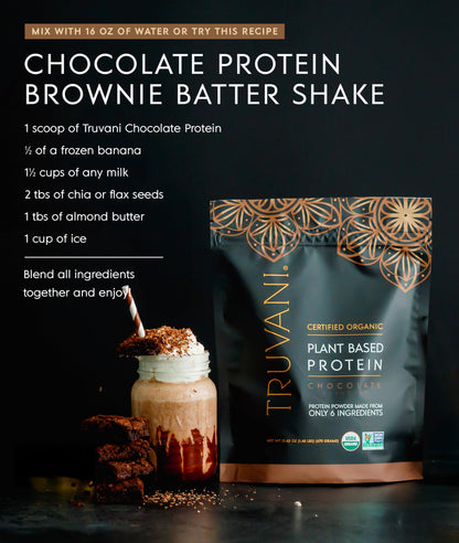 Truvani Vegan Pea Protein Powder | Chocolate | 20g Organic Plant Based Protein | 18 Servings | Keto | Gluten & Dairy Free | Low Carb | No Added Sugar
