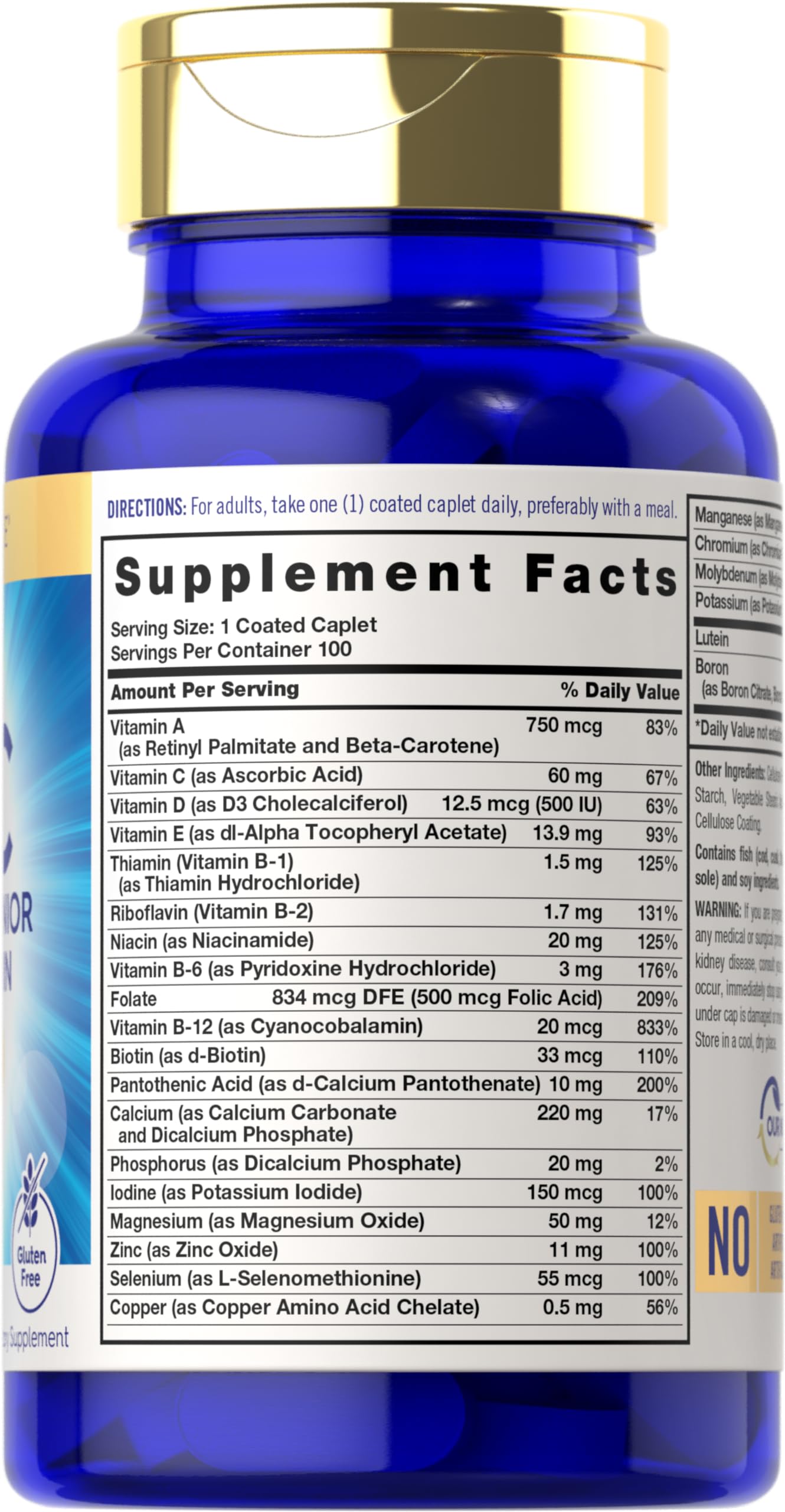 Carlyle Senior 60+ Multivitamin – Lutein, Lycopene & ABC Formula (100 Caplets)